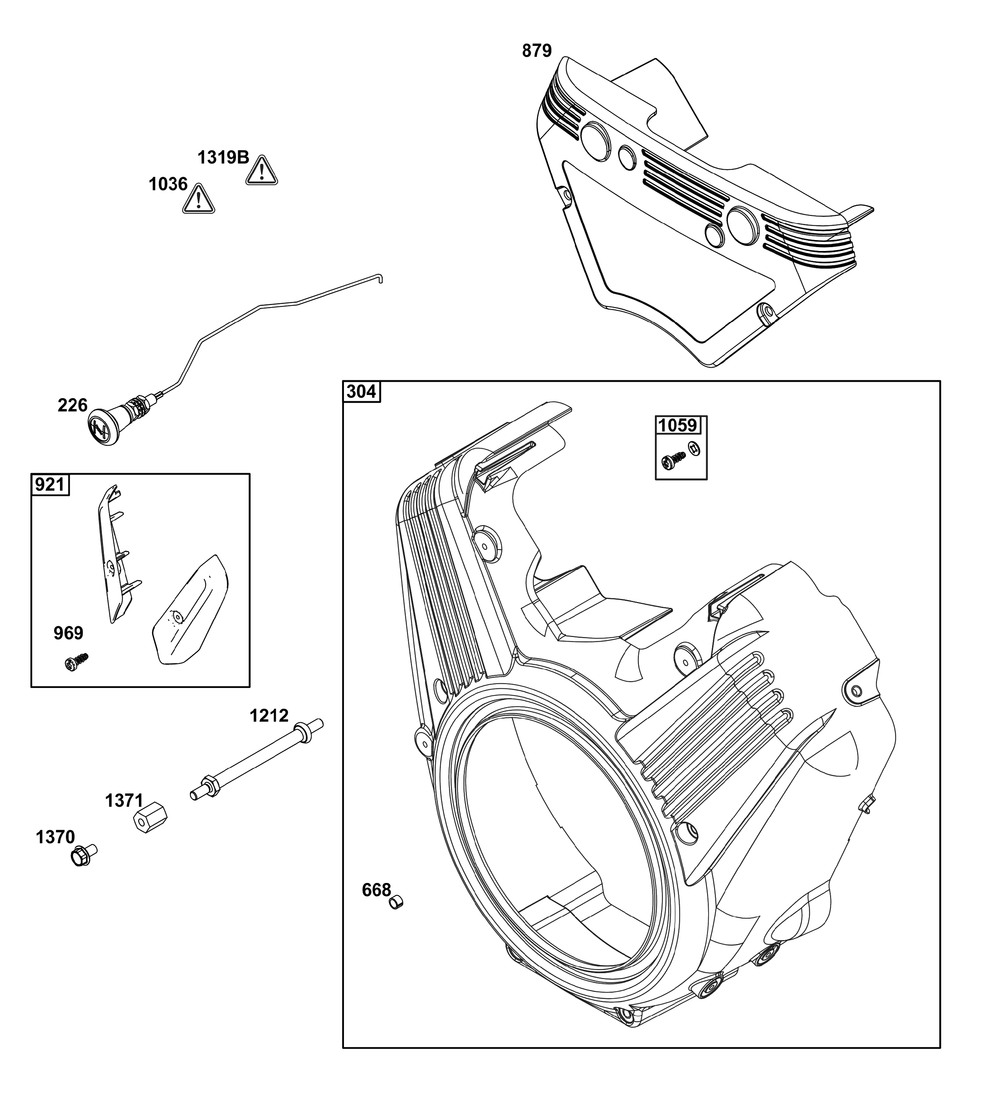 Blower Housing Group Diagram and Parts List for 542477-2229-J1 400000 - 699999 Briggs and Stratton Engine